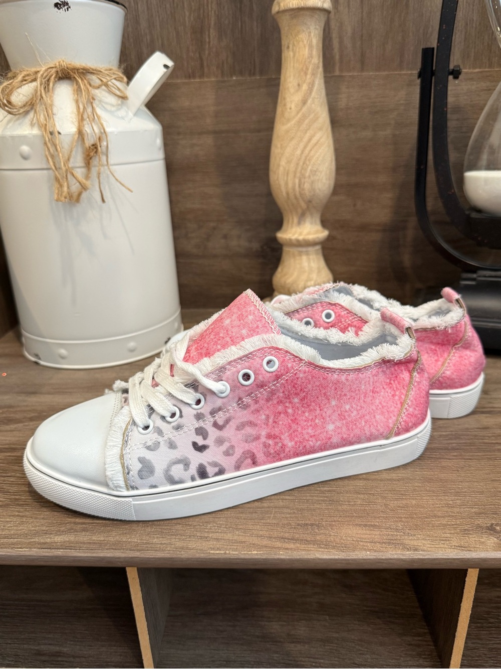Pink Ombre Leopard Casual Sneakers